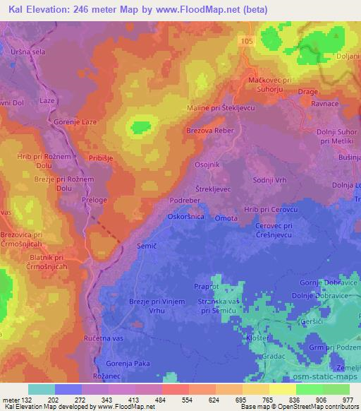 Kal,Slovenia Elevation Map