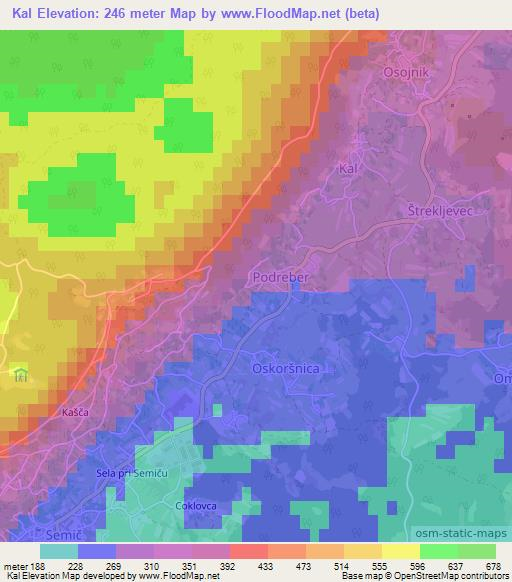 Kal,Slovenia Elevation Map