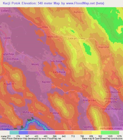 Kacji Potok,Slovenia Elevation Map