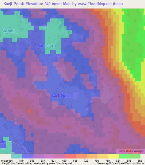 Kacji Potok,Slovenia Elevation Map