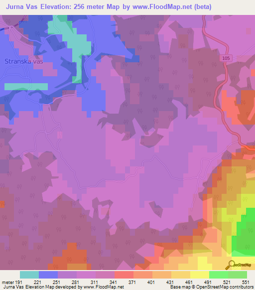 Jurna Vas,Slovenia Elevation Map