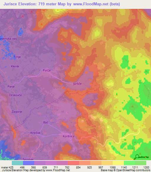 Jurisce,Slovenia Elevation Map