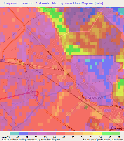 Josipovac,Croatia Elevation Map