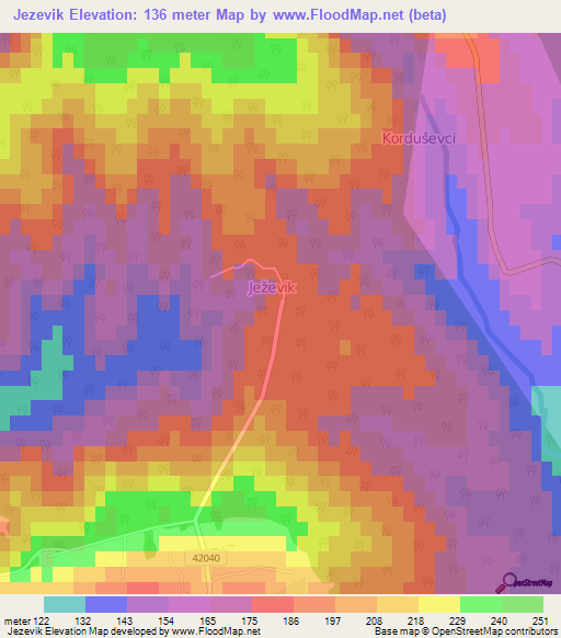 Jezevik,Croatia Elevation Map