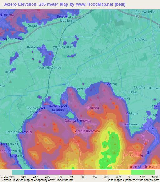 Jezero,Slovenia Elevation Map