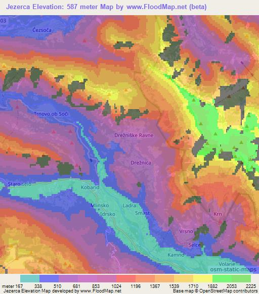 Jezerca,Slovenia Elevation Map