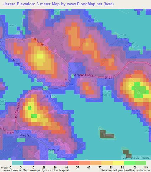 Jezera,Croatia Elevation Map