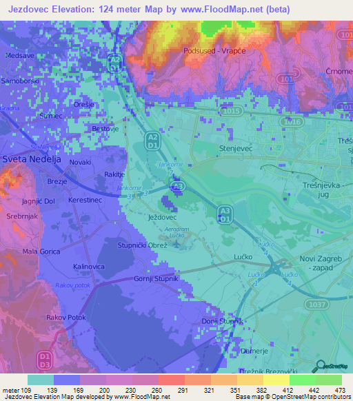 Jezdovec,Croatia Elevation Map