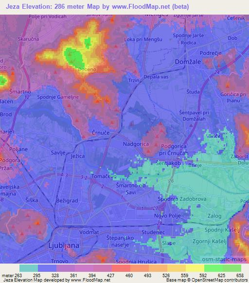 Jeza,Slovenia Elevation Map