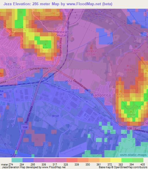 Jeza,Slovenia Elevation Map