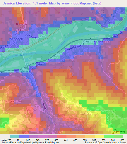 Jevnica,Slovenia Elevation Map