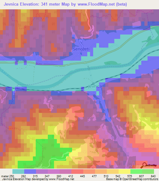 Jevnica,Slovenia Elevation Map