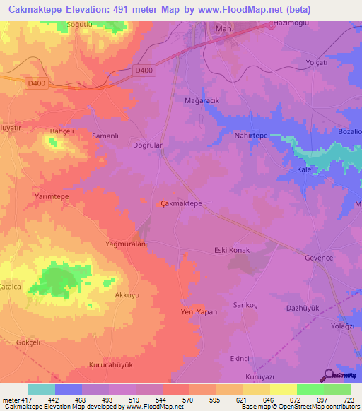 Cakmaktepe,Turkey Elevation Map