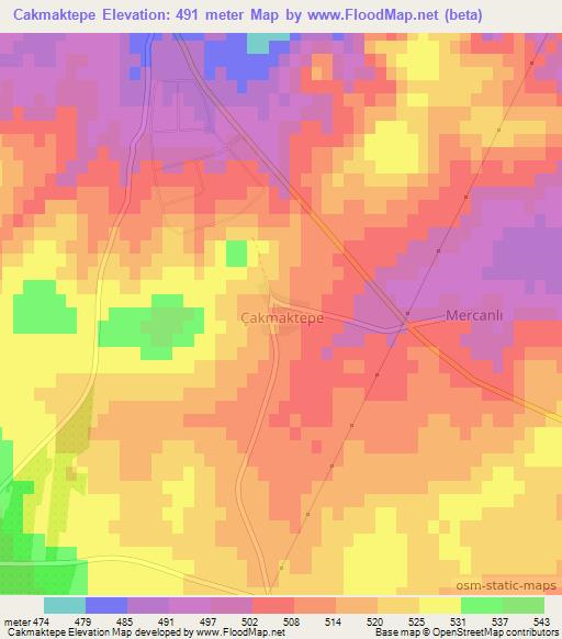 Cakmaktepe,Turkey Elevation Map