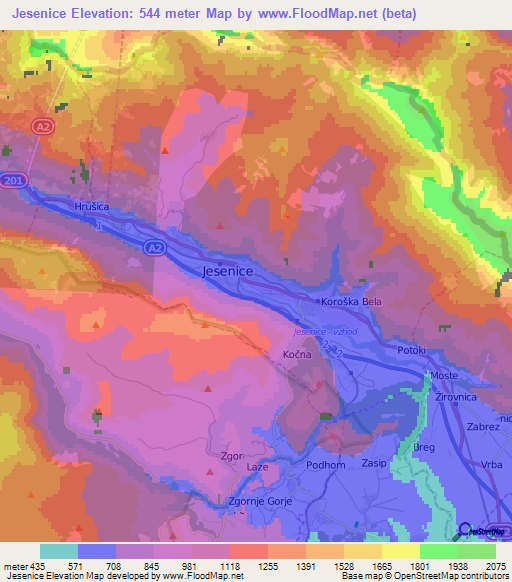 Jesenice,Slovenia Elevation Map