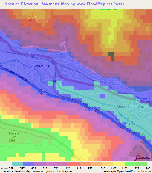 Jesenice,Slovenia Elevation Map