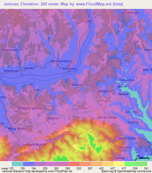 Jertovec,Croatia Elevation Map