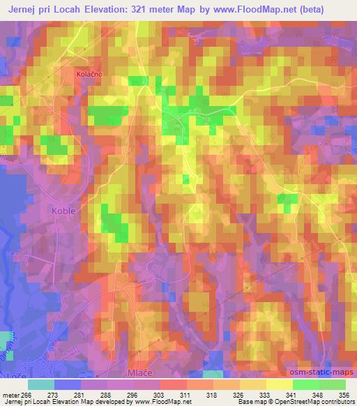 Jernej pri Locah,Slovenia Elevation Map