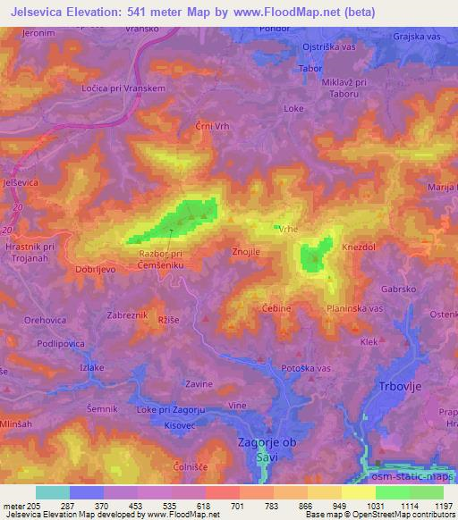 Jelsevica,Slovenia Elevation Map