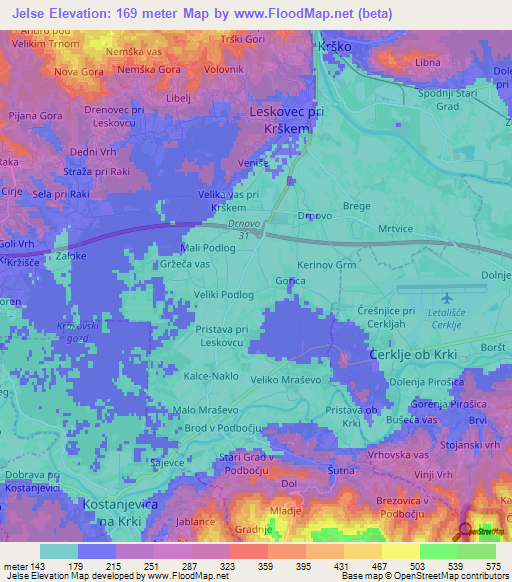 Jelse,Slovenia Elevation Map