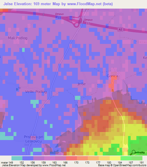 Jelse,Slovenia Elevation Map