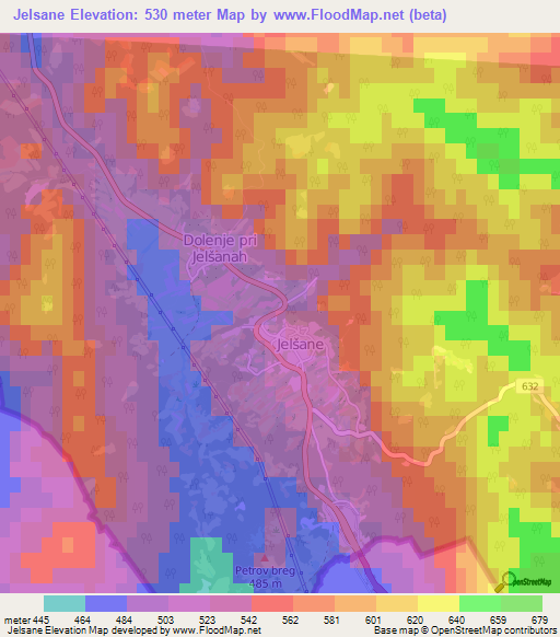 Jelsane,Slovenia Elevation Map