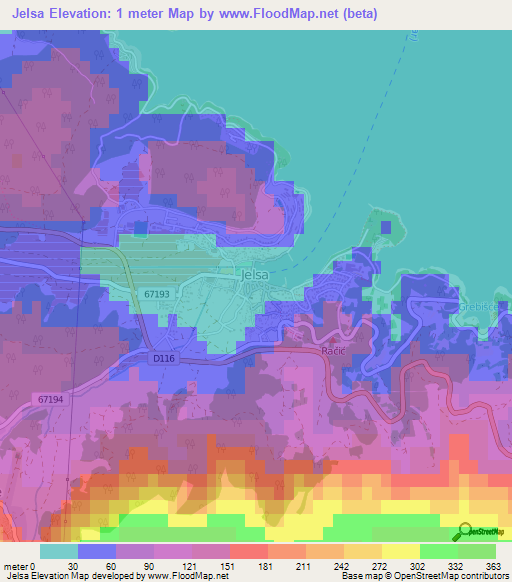 Jelsa,Croatia Elevation Map