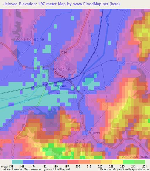 Jelovec,Croatia Elevation Map