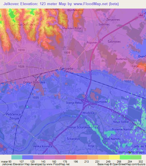 Jelkovec,Croatia Elevation Map