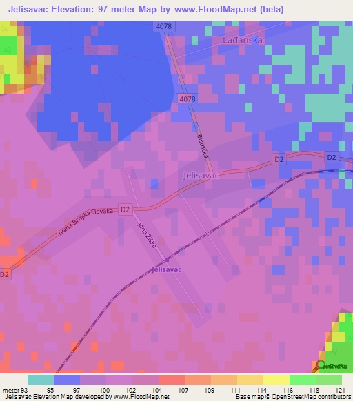 Jelisavac,Croatia Elevation Map