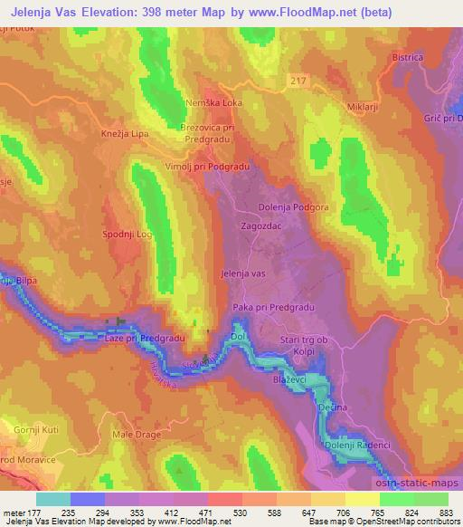 Jelenja Vas,Slovenia Elevation Map