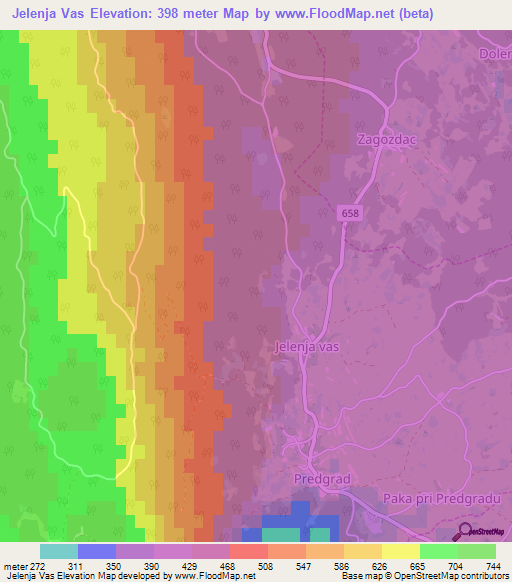 Jelenja Vas,Slovenia Elevation Map