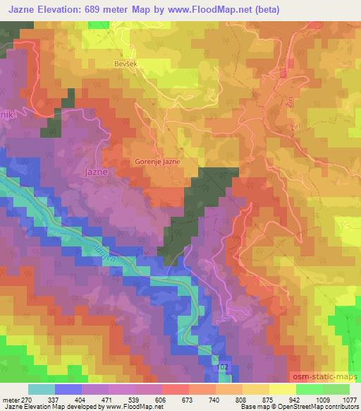 Jazne,Slovenia Elevation Map