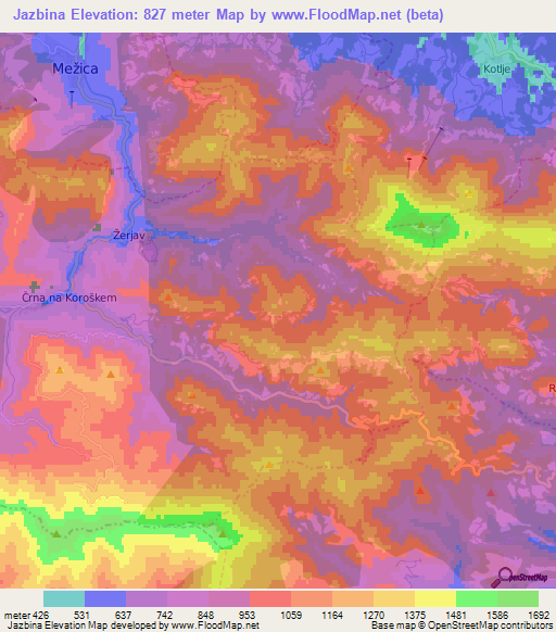 Jazbina,Slovenia Elevation Map