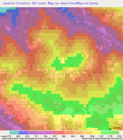 Jazbina,Slovenia Elevation Map