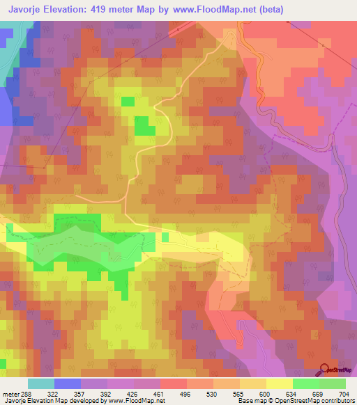 Javorje,Slovenia Elevation Map