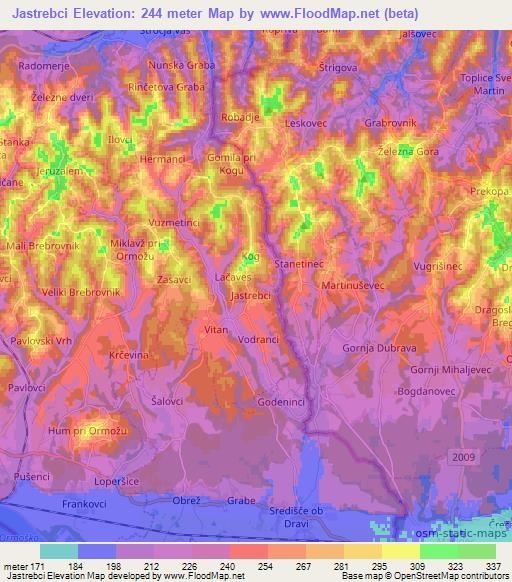 Jastrebci,Slovenia Elevation Map