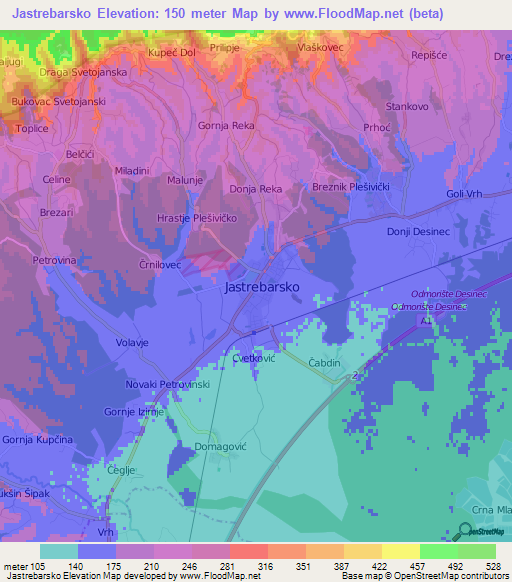 Jastrebarsko,Croatia Elevation Map
