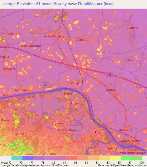 Jaruge,Croatia Elevation Map
