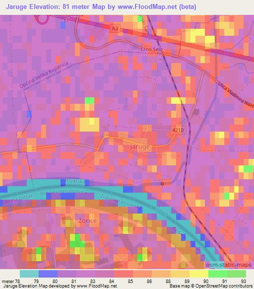 Jaruge,Croatia Elevation Map