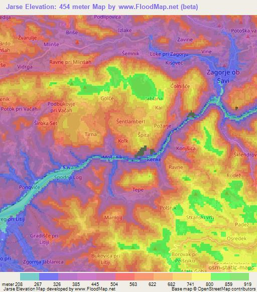 Jarse,Slovenia Elevation Map