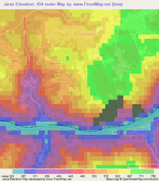 Jarse,Slovenia Elevation Map