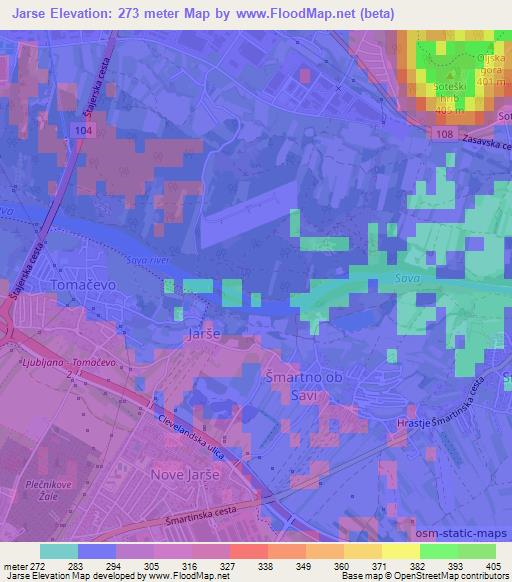 Jarse,Slovenia Elevation Map