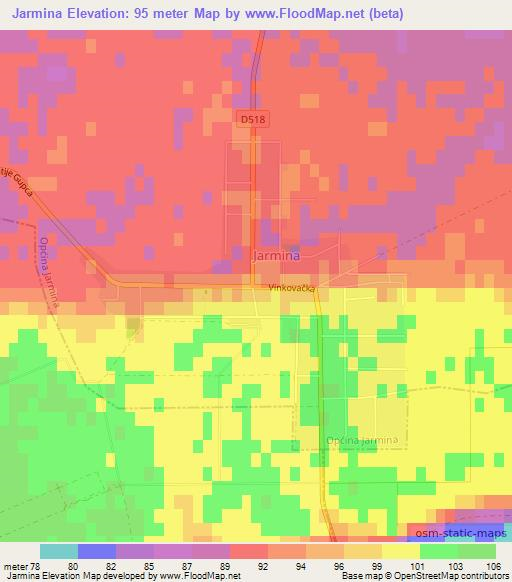 Jarmina,Croatia Elevation Map