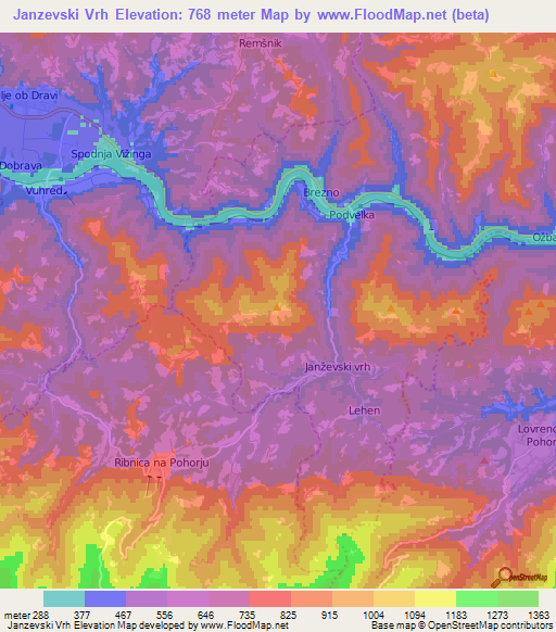 Janzevski Vrh,Slovenia Elevation Map