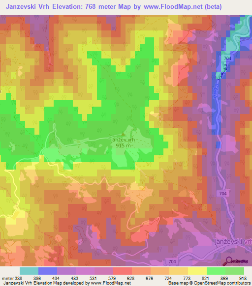 Janzevski Vrh,Slovenia Elevation Map