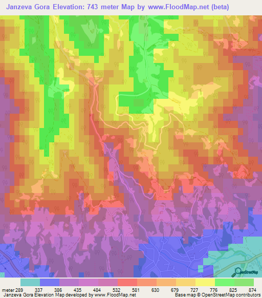 Janzeva Gora,Slovenia Elevation Map