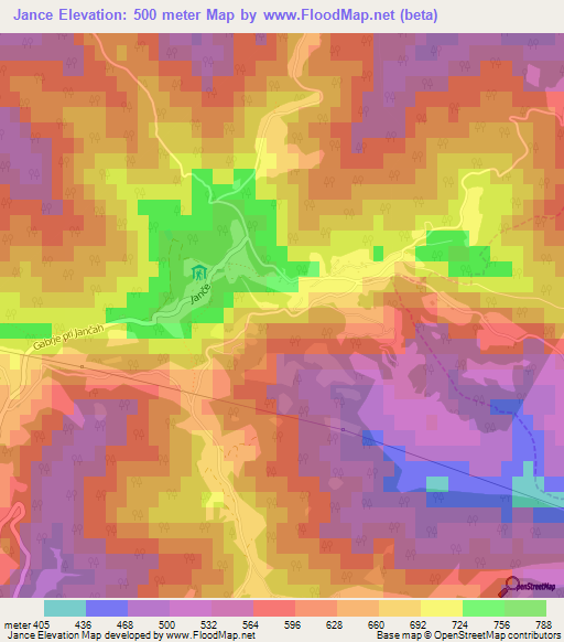 Jance,Slovenia Elevation Map