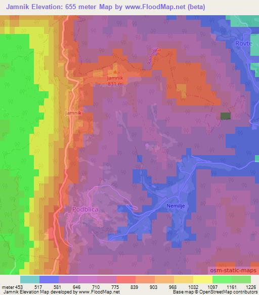 Jamnik,Slovenia Elevation Map