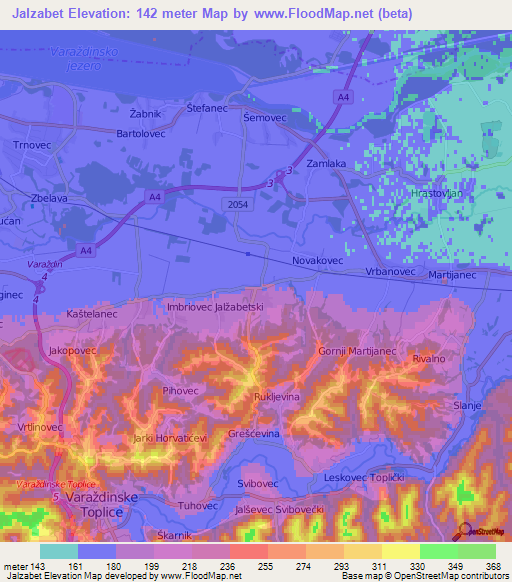 Jalzabet,Croatia Elevation Map